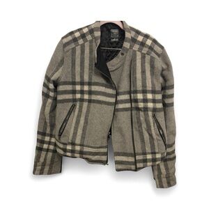 GAP Gray Plaid Bomber Jacket
